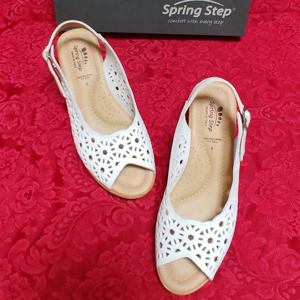 Spring Step Ravella White Nubuck Sandals Size 6M
